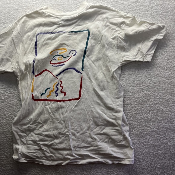 Vintage Tshirt Mens XL (46-48) White helicopter skiing beefy t USA Casual Vtg - Picture 11 of 16